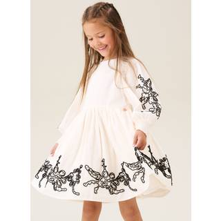 Angel & Rocket Angel & Rocket Natural Reyna Embroidered Balloon Sleeve Dress