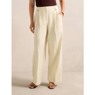 Forever New Forever New Cream Gigi Button Tab Wide Leg Trousers
