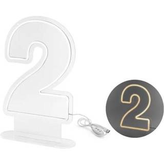 Neon LED Nummer 2 Hvid 50 cm – Justerbart lys til festlige lejligheder