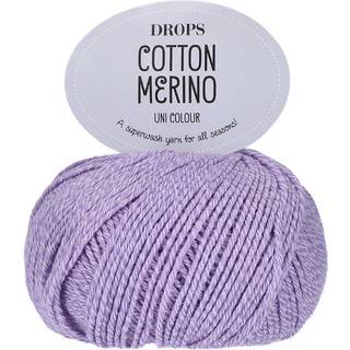 DROPS COTTON Merino 31 Sød orkide Indhold: 50% Uld, 50% Bomuld Garngruppe: B (20 - 22 masker) / 8 ply / DK / worsted Vægt/længde: 50 g = ca. 110 meter Anbefalede pinde: 4 mm Strikkefasthed: 10 x 10 cm = 21 m x 28 p Maskinvask, Finvask 40ºC / Brug aldrig skyllemiddel / Tørres fladt.