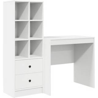 Skrivebord Med Opbevaring Med Skuffe 2 Dele Hvid 80 X 50 X 76 Cm