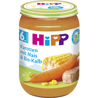 HiPP Økologiske gulerødder med majs og økologisk kalv 94.47 DKK/1 kg (6 x 190.0g)