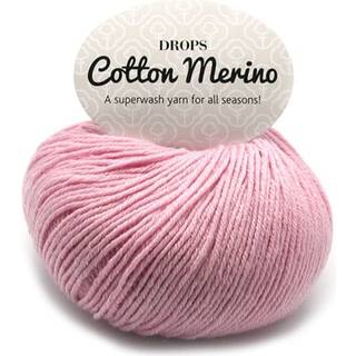 DROPS COTTON Merino 05 Støvet rosa Indhold: 50% Uld, 50% Bomuld Garngruppe: B (20 - 22 masker) / 8 ply / DK / worsted Vægt/længde: 50 g = ca. 110 meter Anbefalede pinde: 4 mm Strikkefasthed: 10 x 10 cm = 21 m x 28 p Maskinvask, Finvask 40ºC / Brug aldrig skyllemiddel / Tørres fladt.