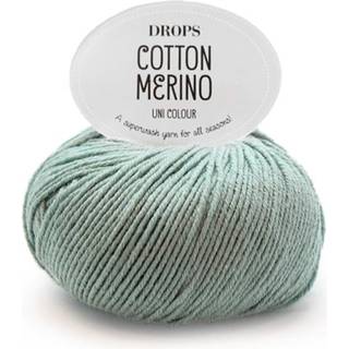 DROPS COTTON Merino 29 Søgrøn Indhold: 50% Uld, 50% Bomuld Garngruppe: B (20 - 22 masker) / 8 ply / DK / worsted Vægt/længde: 50 g = ca. 110 meter Anbefalede pinde: 4 mm Strikkefasthed: 10 x 10 cm = 21 m x 28 p Maskinvask, Finvask 40ºC / Brug aldrig skyllemiddel / Tørres fladt.