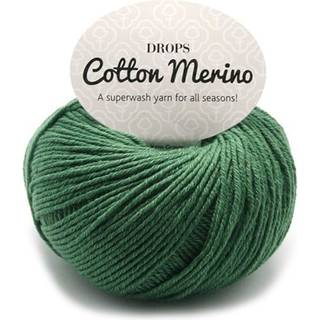 DROPS COTTON Merino 11 Skovgrøn Indhold: 50% Uld, 50% Bomuld Garngruppe: B (20 - 22 masker) / 8 ply / DK / worsted Vægt/længde: 50 g = ca. 110 meter Anbefalede pinde: 4 mm Strikkefasthed: 10 x 10 cm = 21 m x 28 p Maskinvask, Finvask 40ºC / Brug aldrig skyllemiddel / Tørres fladt.