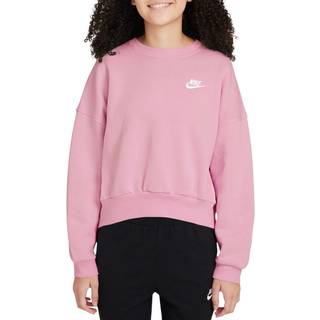 Nike Club Fleece-sweatshirt med firkantet pasform og rund hals til piger - Pink - XS