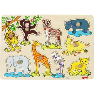 Goki Wooden Bubble Puzzle wild animals 9dlg.