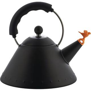 Alessi Tea And Coffee - '9093' kettle, black in black coloured steel black, PA black