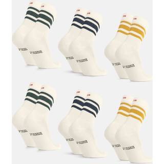TENNIS SOCKS IN ORGANIC COTTON - Offwhite/Dark Green | Offwhite/Navy | Offwhite/Mustard / 43-47 / 6-Pack