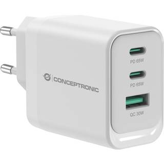 Conceptronic ALTHEA21W65 oplader til mobil enhed Universel Hvid Vekselstrøm Hurtig opladning Indendørs