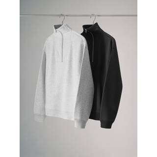 The Set The Set Black/Grey 2 Pack Half Zip Funnel Neck Sweatshirts