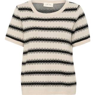 Cream Crdela Ss Zigzag Pullover Strik 10613930 Birch And Black Stripe (LARGE)