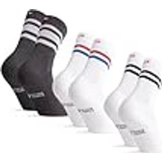 TENNIS SOCKS IN ORGANIC COTTON - Grey/White | White/Black | Red/Blue Stripes / 39-42 / 3-Pack