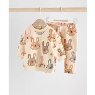 Next Cream/ Pink Bunny Rabbit Baby Sweater and Joggers 2 Piece Set (0mths-2yrs)