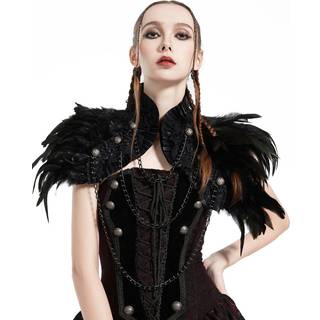 Schwarzer Gothic Bolero mit Federn