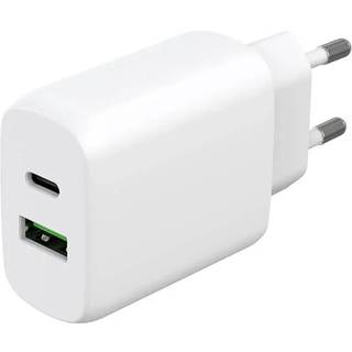 GEAR Charger 220V 1xUSB-C + 1xUSB-A PD/PPS 30W + 18W QC - White