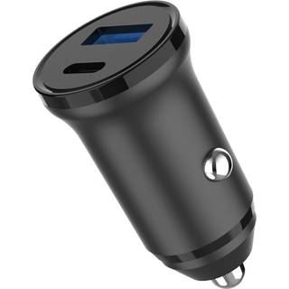 GEAR 12/24V Car Charger 1xUSB-C + 1xUSB-A PD 30W + QC18.0W MAX - Black