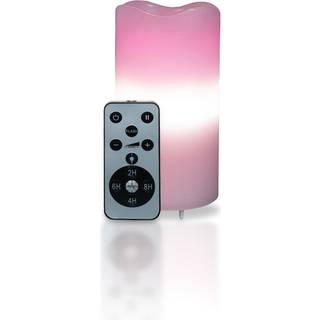 LED-flammefrit stearinlys med pink hjerte-projektor, dæmpbar lysstyrke og timerfunktion