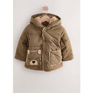 Next Tan Brown Shower Resistant Borg Jacket (3mths-7yrs)