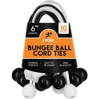 Xpose Safety Bungee Ball Cords 6 """" 10 Pack Heavy Duty Ousliced ??Colors Svart och vitt stretchrep med bollband för Canopies tarps väggar Kabelor