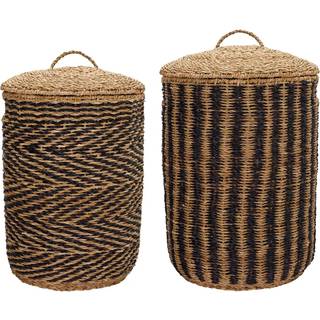 House Doctor Cesto vasketøjskurv 2 dele Natur-sort