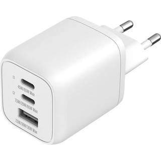 Sandstrøm 65W 3-port GaN PD wall charger (white) - På lager i butik