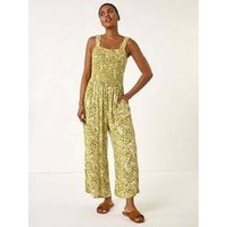 Roman Roman Green Paisley Print Cropped Jumpsuit