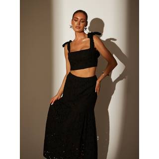 South Beach South Beach Black Broderie Tie Shoulder Top