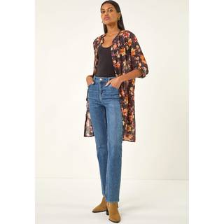 Roman Roman Orange Floral Print Longline Blouse