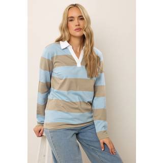 Lts Tall Light Blue & Brown Stripe Rugby Sweatshirt 16 Lts | Tall Women's Hoodies & Sweatshirts