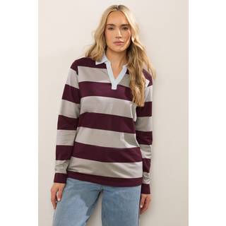 Lts Tall Burgundy Red & Brown Stripe Rugby Sweatshirt 10 Lts | Tall Women's Hoodies & Sweatshirts