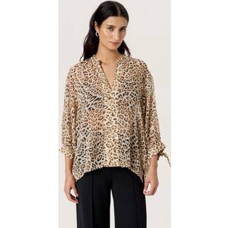 Soaked In Luxury Slanaya Amily Blouse 3/4 Bluser 30408453 Leopard Print (SMALL)
