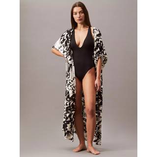 Viscose Linen Beach Kaftan - Black - XS
