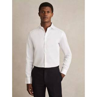 Reiss Reiss White Remote Slim Fit Cotton-Satin Cutaway-Collar Shirt - 16