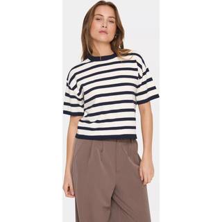 Saint Tropez Likamsz Striped Pullover Strik 30514161 Winter White Nightsky Stripe (LARGE)