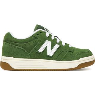 New Balance Børn B480 LACE i Hvid/Grøn Suede/Mesh, Størrelse 28.5