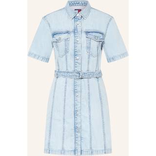 Faded Denim Belted Mini Dress