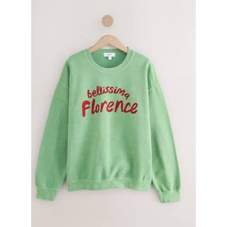 Next Green/Red Relaxed Fit Florence Painted Vintage Look Washed Summer City Graphic Crew Neck Sweatshirt
