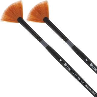 Kreativt Mark Beste Golden Taklon Fan Blender #4-2 Pack Artist Brush Professionel akvarelbørster til akrylmaleri Kort håndtag Skarpe kanter Håndb