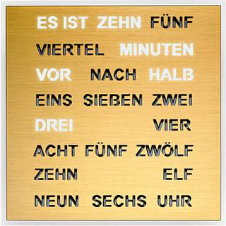 Filius 0400-9 Wort-Tischuhr Quadratische Wortuhr Goldfarben 20 cm