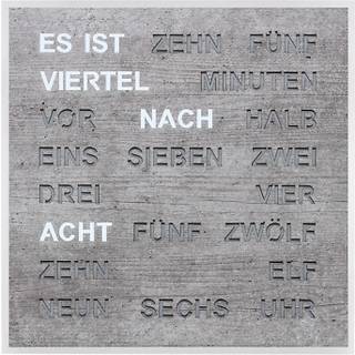 Filius 0400-7 Wort-Tischuhr Quadratische Wortuhr Betongrau 20 cm