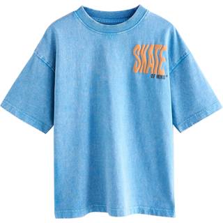 Next Blue Back Print Relaxed Fit Washed Short Sleeve Graphic Print 100% Cotton T-Shirt (3-16yrs)