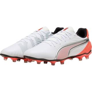 PUMA KING MATCH FG/AG Football Boots Unisex, Shoes, White/Silver/Glowing Red, 46 - Glowing Red - 46