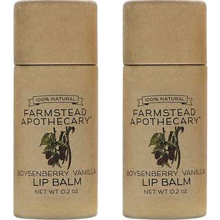 Farmstead Apothecary 100% naturlig læbebalsam med organisk bivoks organisk sheasmør og organisk kokosnøddeolie drengebær vanilje 0,2 oz (pakke me