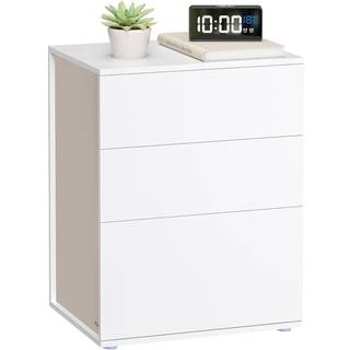 Superhurtig montering uden værktøj, natbord, 3 opbevaringsskuffer, sidebord, cappuccino beige