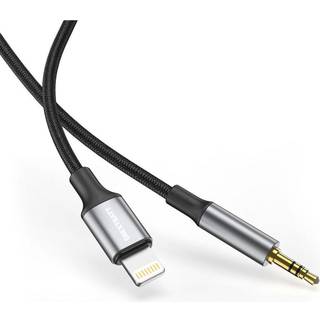 NEXTBATT Lightning til 3,5 mm AUX-adapter, 1m - sort/grå