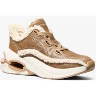 MK Toni Distressed Leather and Sherpa Trainer - Natural - Michael Kors - EU 36.5