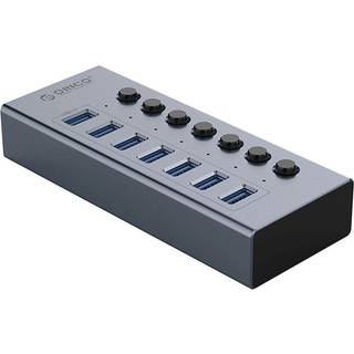Orico Hub 7x USB-A 3.0 med kontakter - Grå