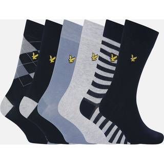 Lyle And Scott Vintage Herre Timothy Seks Pak Strømper Med Gaveæske Peacoat/Tempest/Argyle/Stripe/Light Grey Marl/Peacoat