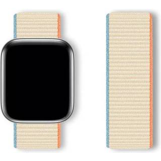 Sport nylon Loop rem til Apple Watch Ultra samt Watch 44/45/46/49mm - Beige/Blå/Orange